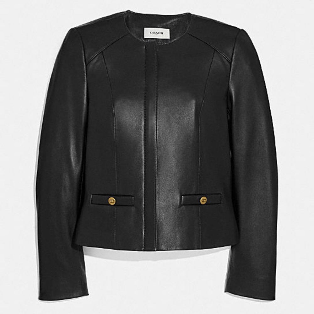 Coach Tailored Black Leather Jacket